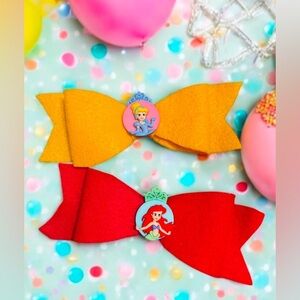 Inspired Disney Princess felt Set Of 2 Hair Bows Handmade